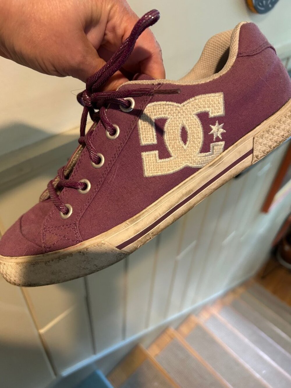 Purple DC Skater shoes with glitter laces women size 9